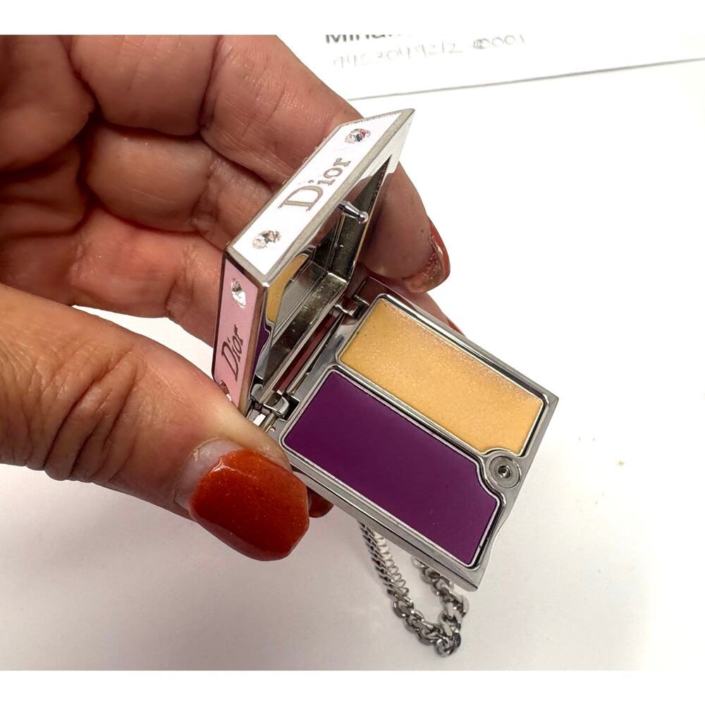 Dior Crystal Shine Lip Gloss Charm Pendant Pink Enamel Rare Vintage - Picture 2 of 5